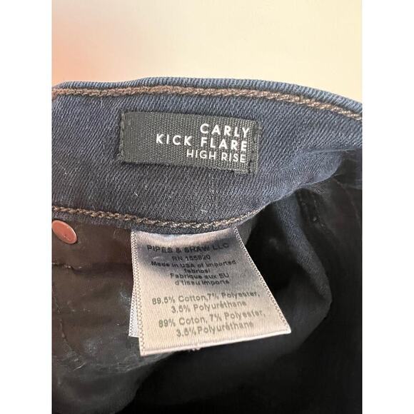 Veronica Beard Carly Kick Flare High Rise Raw Hem Jeans Dark Ink Women's Size 24 - Picture 10 of 12